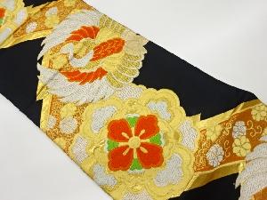 リサイクル　鶴に華紋模様織出し袋帯